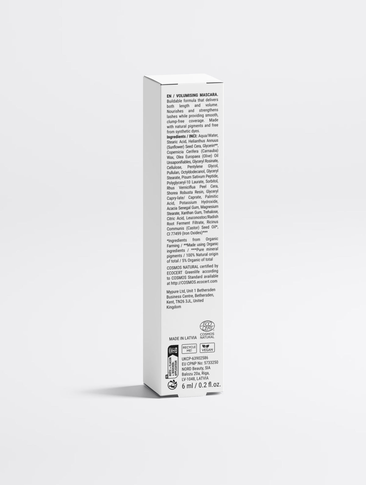 Lengthening & Volumising Mascara, additional packaging view